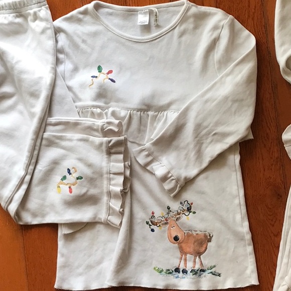 Girls Christmas hand painted ruffle pajam - Picture 2 of 5